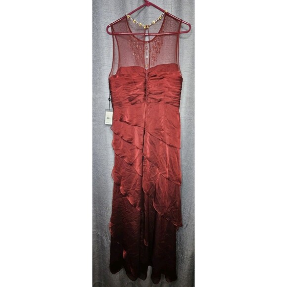 Adrianna Papell Gown Flutter Jewel Neck Maroon NEW NWT sz 16 MSRP $240 - Picture 6 of 11